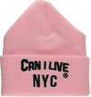 CAN I LIVE Pink Beanie Black Letter
